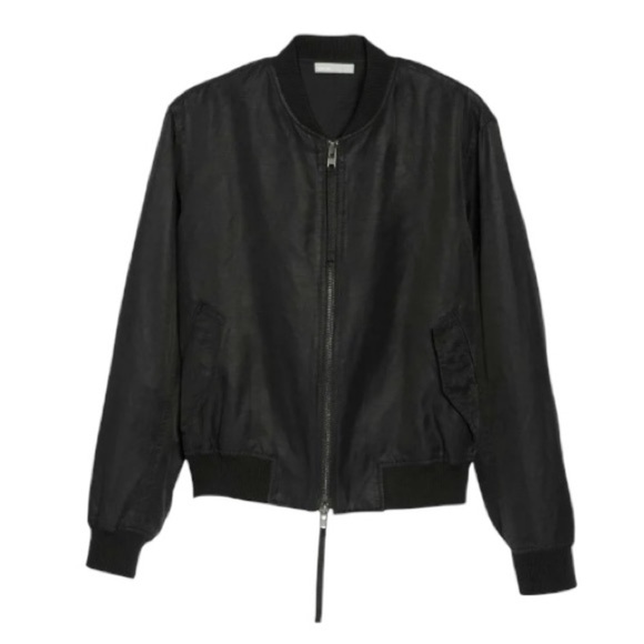 VINCE Classic Sleek Linen Blend Cropped Black Bomber Jacket Womens Size S - Picture 1 of 12